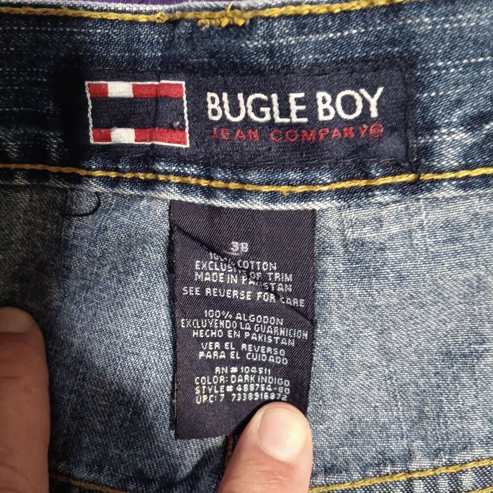 Bugle Boy Blue Denim Jean Shorts, Men’s Sz 38x13 Wide Leg Baggy Skater Hip Hop - Picture 5 of 6